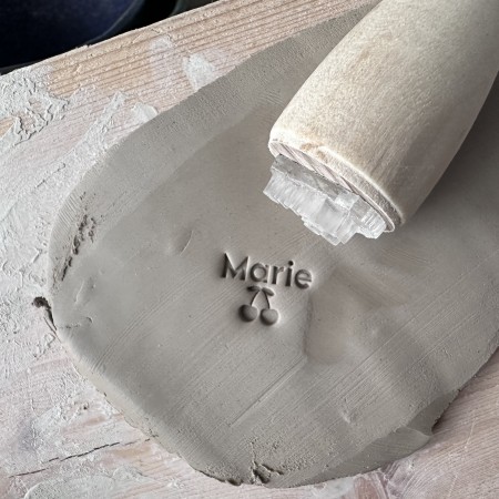 Tampon Poterie personnalisé prénom et Cerise V2