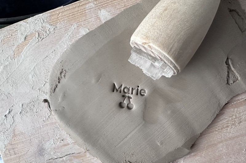 Tampon Poterie personnalisé prénom et Cerise V2