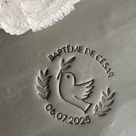 Tampon Céramique Colombe pour baptême