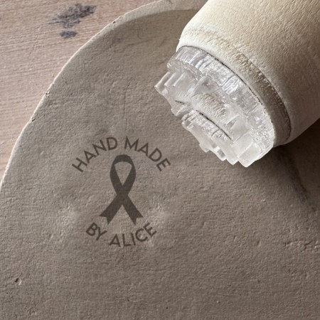 Tampon Poterie personnalisé prénom et ruban rose