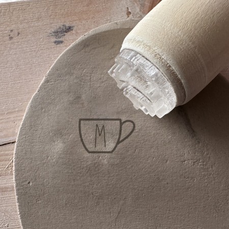Tampon Poterie personnalisé initiale et tasse