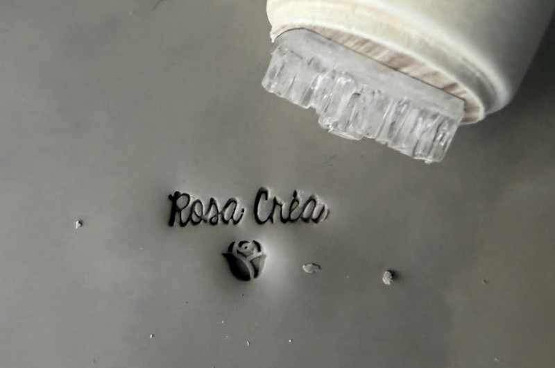 Tampon Poterie personnalisé prénom et rose