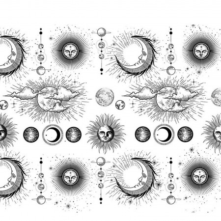 Papier Transfert pour céramique - Lune et soleil