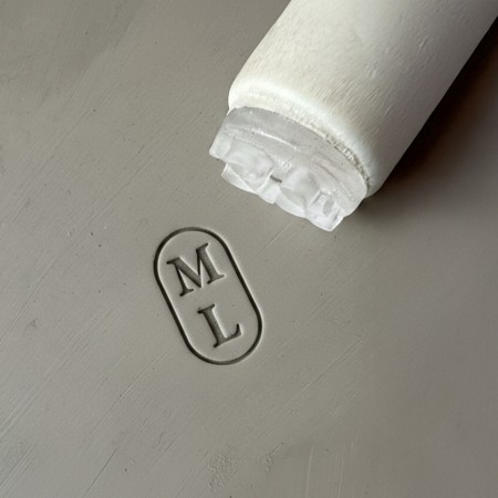 Tampon Poterie personnalisé initiales et oval