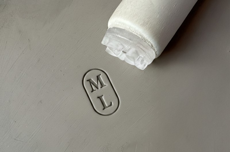 Tampon Poterie personnalisé initiales et oval