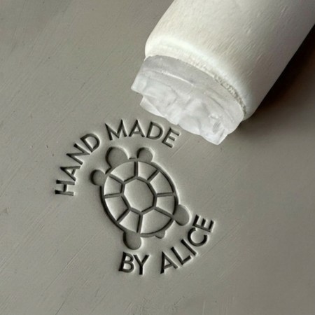 Tampon Poterie personnalisé prénom et tortue terrestre