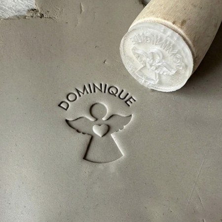 Tampon Poterie personnalisé prénom et ange