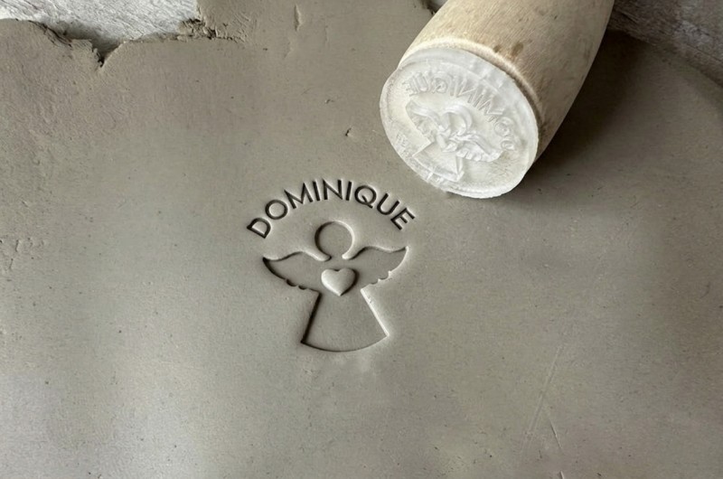 Tampon Poterie personnalisé prénom et ange