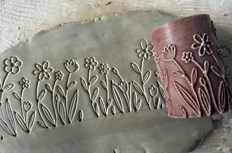 Rouleau pour argile Fleurs sauvages