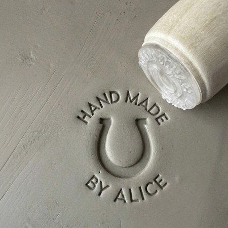 Tampon Poterie personnalisé prénom et Fer à Cheval