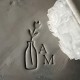 Tampon Poterie personnalisé initiales et vase
