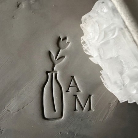 Tampon Poterie personnalisé initiales et vase