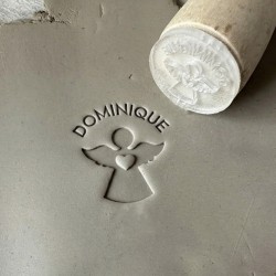 Tampon Poterie personnalis&eacute; pr&eacute;nom et ange